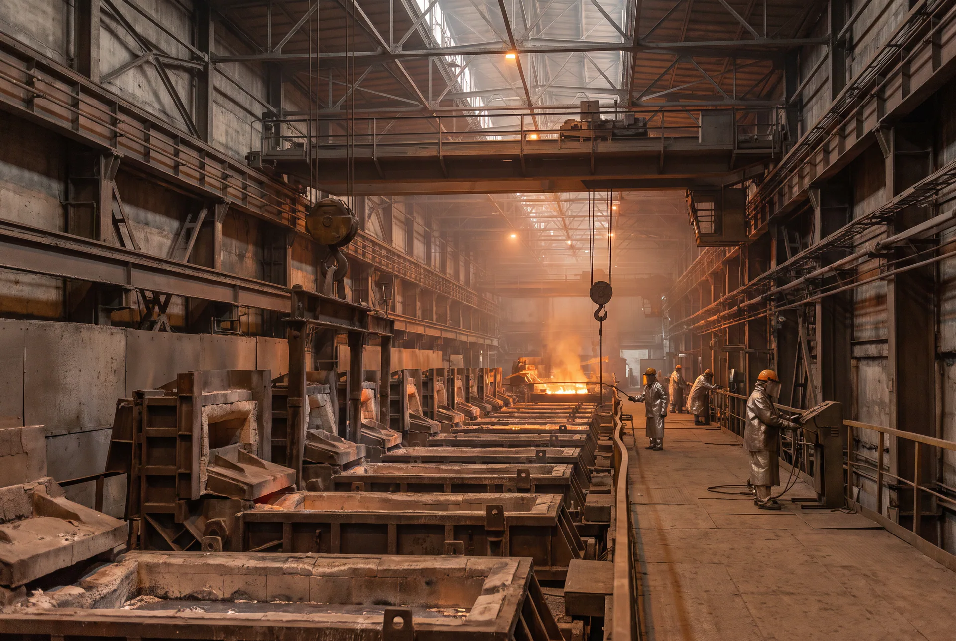 Scène générique de mécanique industrielle dans une aluminerie, sans client ni installation identifiable.